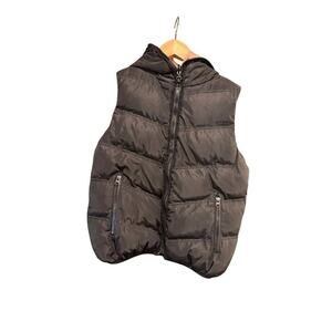 Etam Weekend Quilted Hooded Vest Black With Orange Lining Size 38 For Women